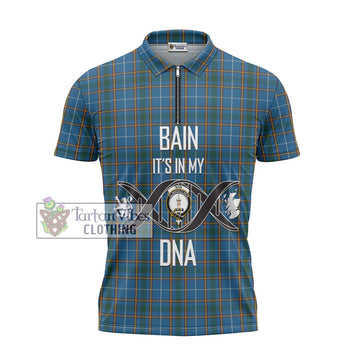 Bain Tartan Zipper Polo Shirt with Family Crest DNA In Me Style - Tartan Vibes Clothing