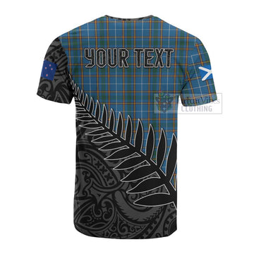 Tartan Vibes Clothing Bain Crest Tartan Cotton T-shirt with New Zealand Silver Fern Half Style