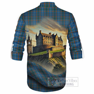 Bain Tartan Family Crest Ghillie Kilt Shirt with Scottish Ancient Castle Style - Tartan Vibes Clothing