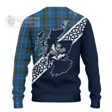 Bain Tartan Ugly Sweater Featuring Thistle and Scotland Map - Tartan Vibes Clothing