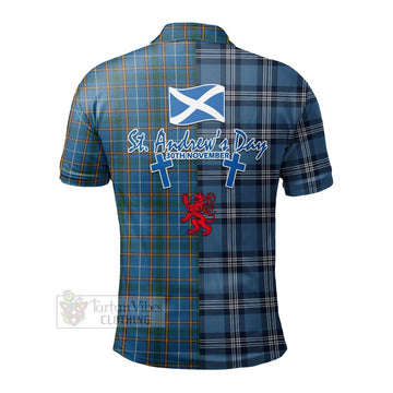 Tartan Vibes Clothing Bain Tartan Polo Shirt Happy St. Andrew's Day Half Tartan Style