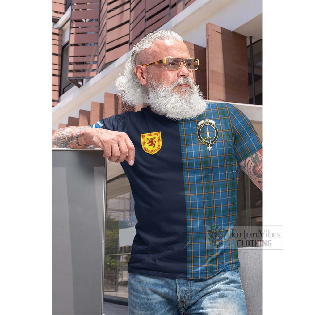 Bain Tartan Cotton T-shirt Alba with Scottish Lion Royal Arm Half Style Men's Shirt - Tartan Vibes Clothing