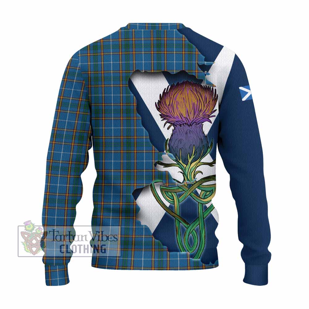 Tartan Vibes Clothing Bain Tartan Family Crest Knitted Sweater Scottish Thistle Celtic Inspired