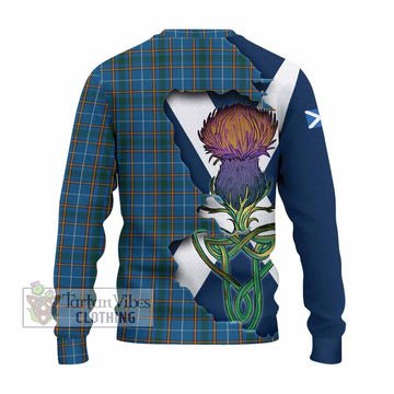 Tartan Vibes Clothing Bain Tartan Family Crest Knitted Sweater Scottish Thistle Celtic Inspired