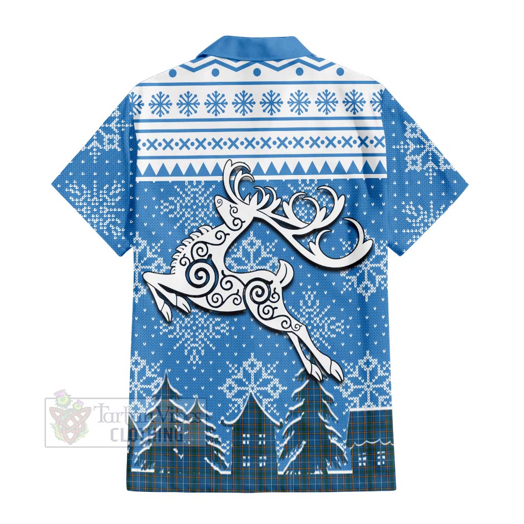 Bain Clan Christmas Hawaiian Shirt Celtic Reindeer Style - Tartan Vibes Clothing