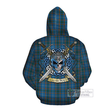 Bain Tartan Cotton Hoodie with Family Crest Celtic Skull Style Pullover Hoodie - Tartan Vibes Clothing