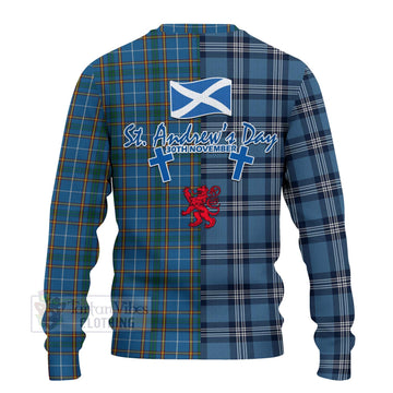 Tartan Vibes Clothing Bain Tartan Knitted Sweater Happy St. Andrew's Day Half Tartan Style