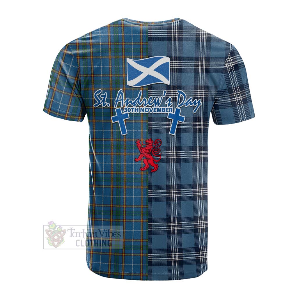 Tartan Vibes Clothing Bain Tartan Cotton T-shirt Happy St. Andrew's Day Half Tartan Style