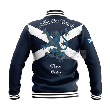 Bain Tartan Lion Rampant Baseball Jacket Proudly Display Your Heritage with Alba Gu Brath and Clan Name - Tartan Vibes Clothing