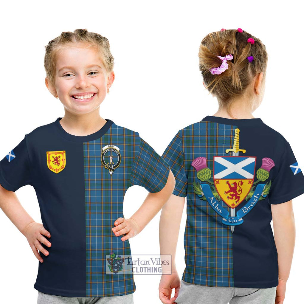 Bain Tartan Kid T-Shirt Alba with Scottish Lion Royal Arm Half Style - Tartan Vibes Clothing