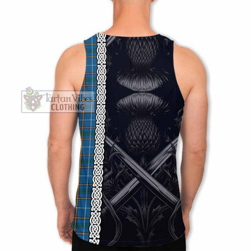 Bain Tartan Men's Tank Top with Family Crest Cross Sword Thistle Celtic Vibes - Tartan Vibes Clothing
