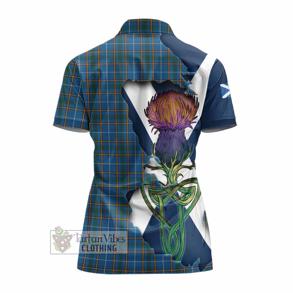 Tartan Vibes Clothing Bain Tartan Family Crest Women's Polo Shirt Scottish Thistle Celtic Inspired