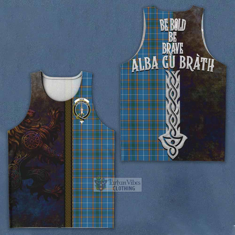 Bain Tartan Family Crest Men's Tank Top Alba Gu Brath Be Brave Lion Ancient Style - Tartan Vibes Clothing