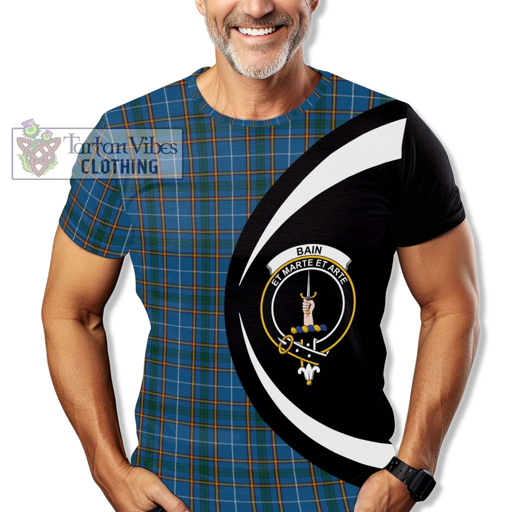 Bain Tartan T-Shirt with Family Crest Circle Style - Tartan Vibes Clothing