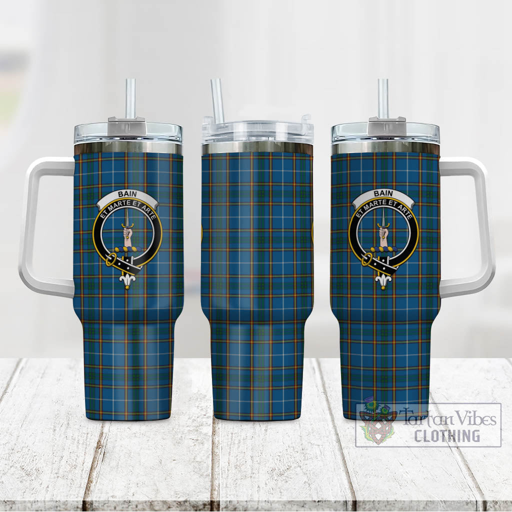 Bain Tartan Tumbler with Handle with Family Crest - Tartan Vibes Clothing
