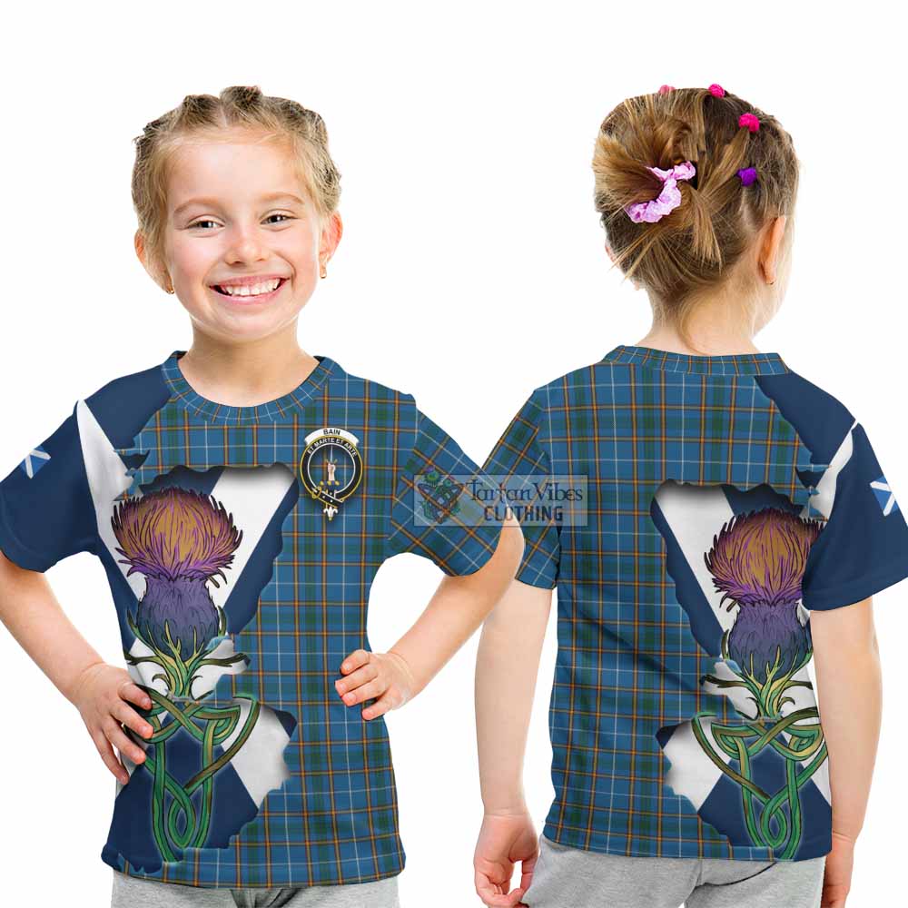 Tartan Vibes Clothing Bain Tartan Family Crest Kid T-Shirt Scottish Thistle Celtic Inspired