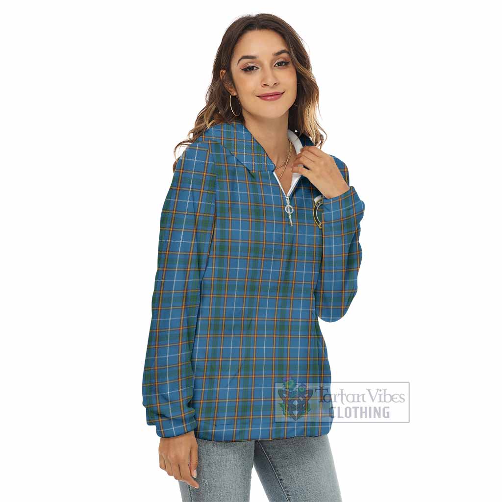 Bain Tartan Women's Borg Fleece Hoodie with Half Zip with Family Crest - Tartan Vibes Clothing