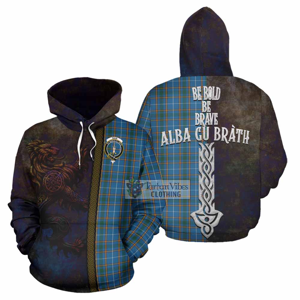 Bain Tartan Family Crest Hoodie Alba Gu Brath Be Brave Lion Ancient Style - Tartan Vibes Clothing
