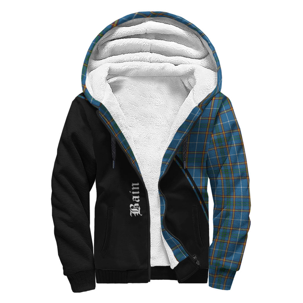 Bain Tartan Sherpa Hoodie with Family Crest Curve Style - Tartan Vibes Clothing