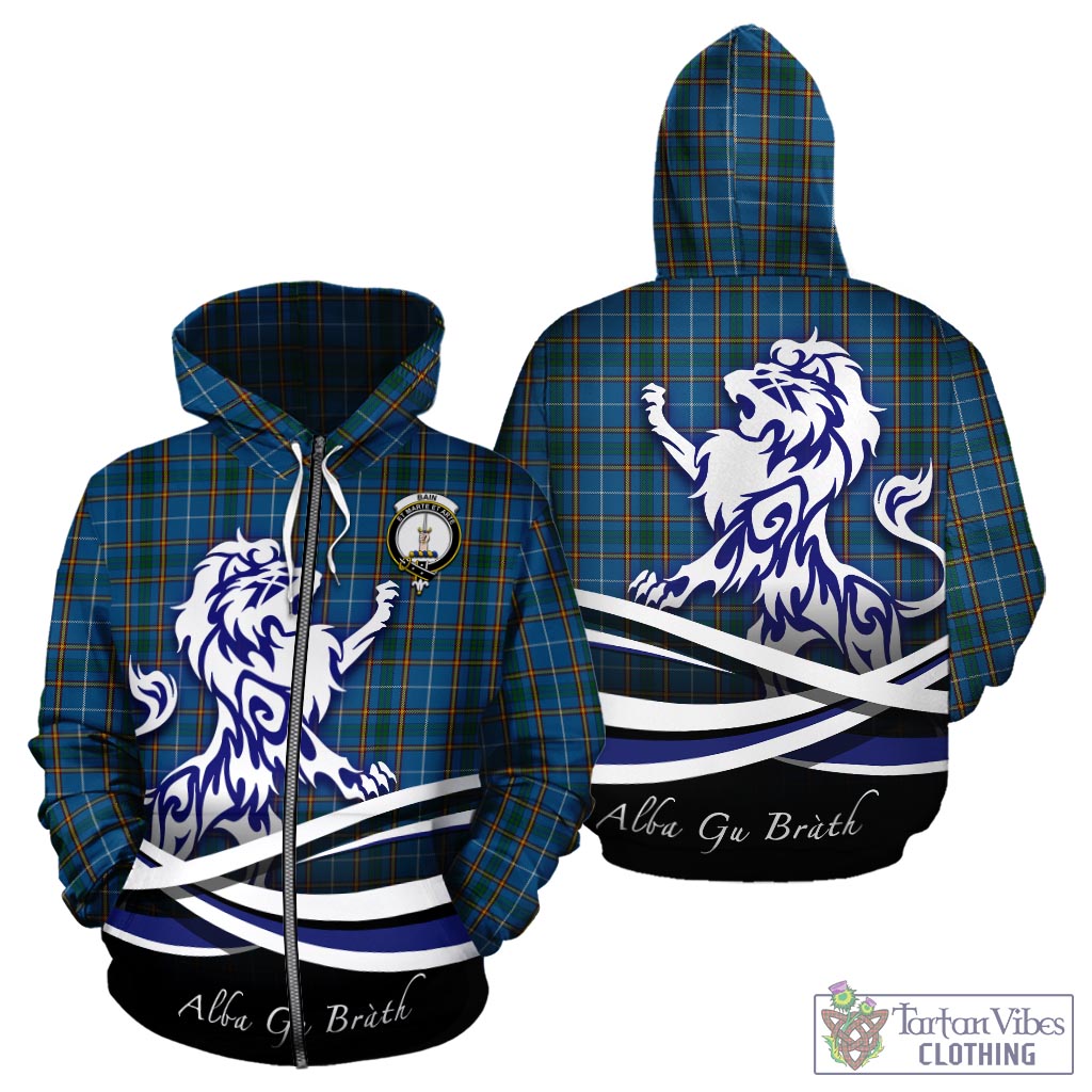 Bain Tartan Hoodie with Alba Gu Brath Regal Lion Emblem - Tartan Vibes Clothing