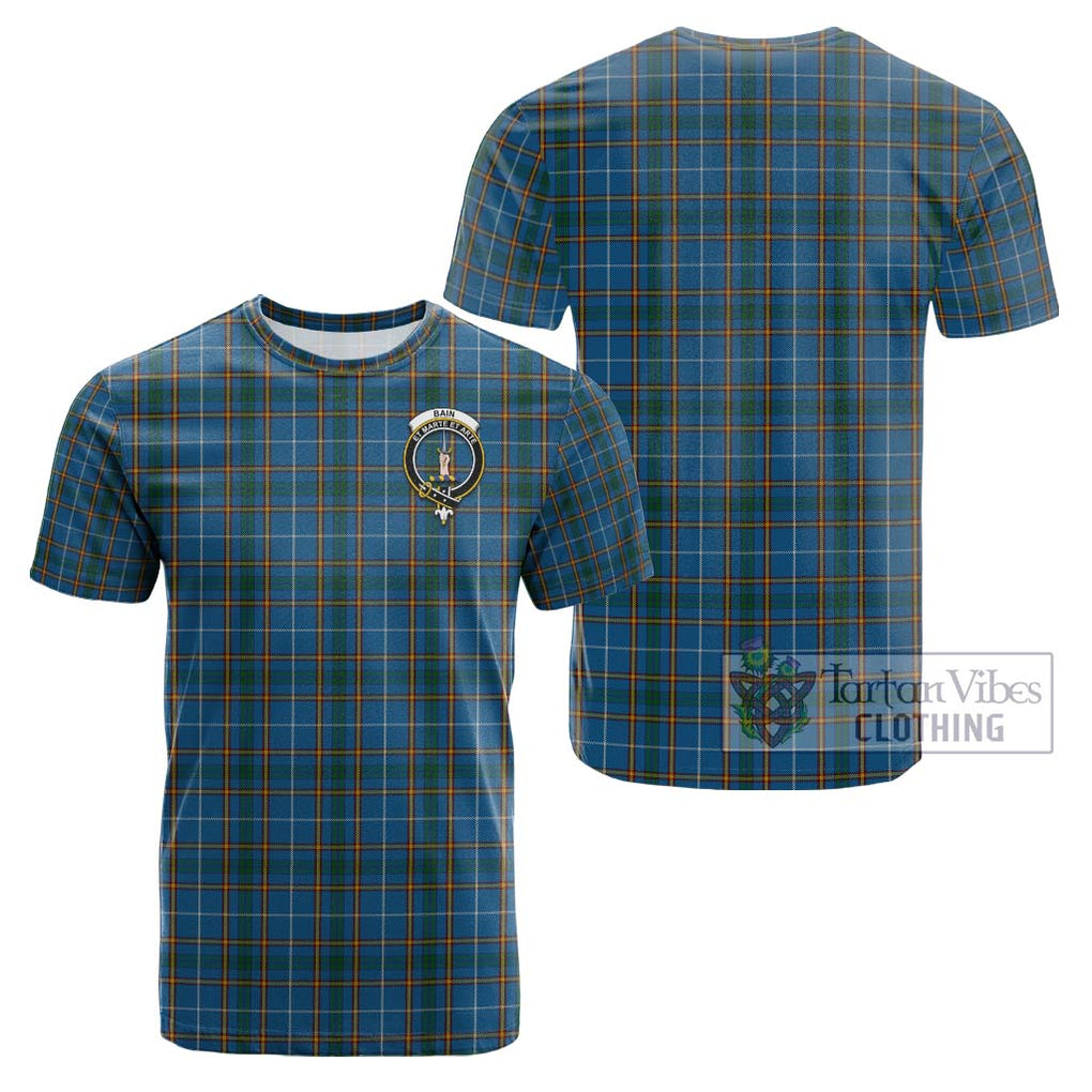 Bain Tartan Cotton T-Shirt with Family Crest - Tartan Vibes Clothing