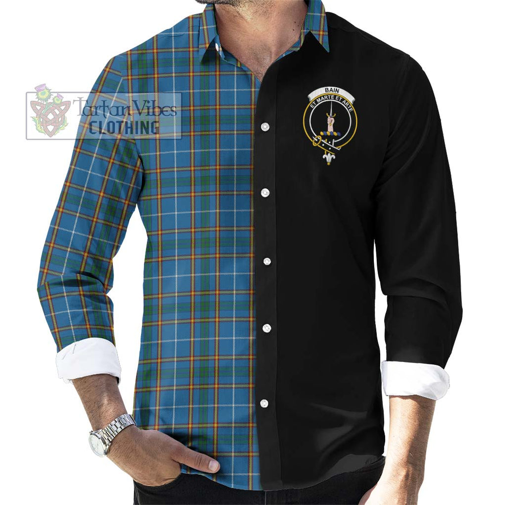 Bain Tartan Long Sleeve Button Shirt with Family Crest and Half Of Me Style - Tartanvibesclothing Shop