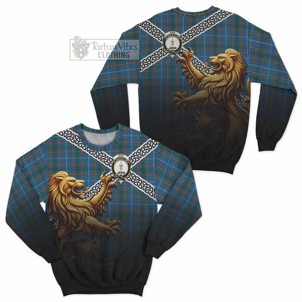 Bain Crest Tartan Sweatshirt with Golden Lion Emblem Celtic Style - Tartan Vibes Clothing