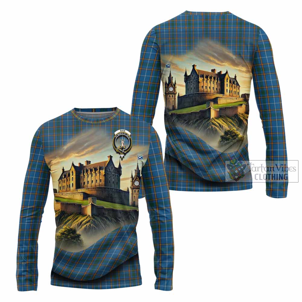 Bain Tartan Family Crest Long Sleeve T-Shirt with Scottish Ancient Castle Style - Tartan Vibes Clothing