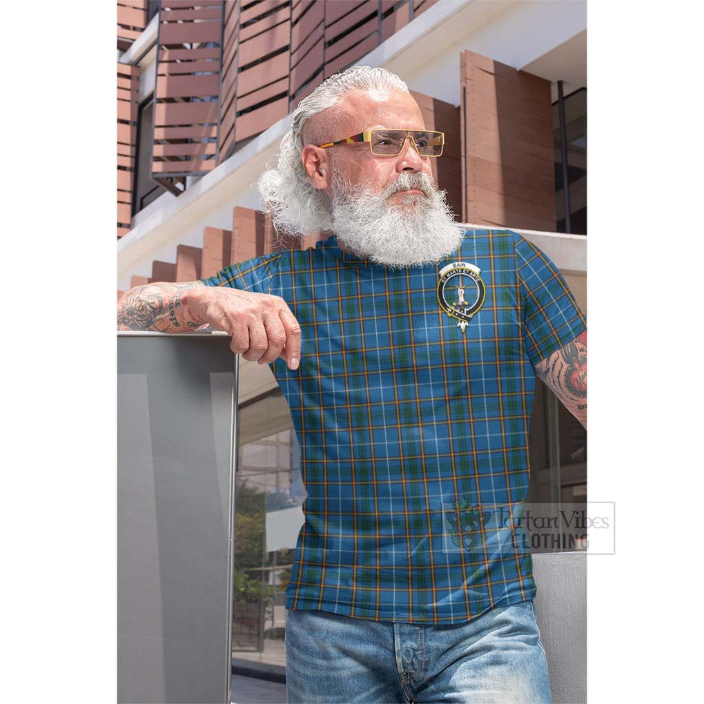 Bain Tartan Cotton T-shirt with Family Crest Celtic Skull Style - Tartan Vibes Clothing