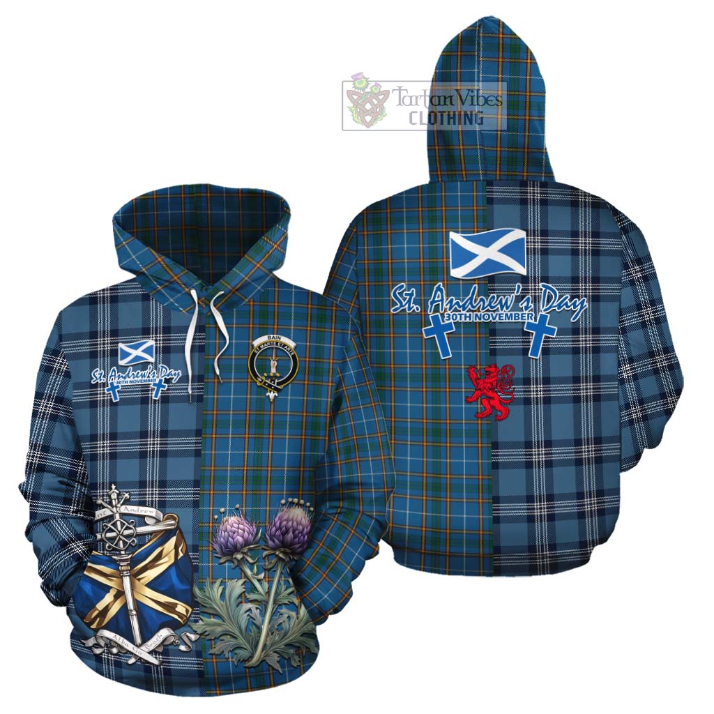 Bain Tartan Cotton Hoodie Happy St. Andrew's Day Half Tartan Style Zip Hoodie - Tartan Vibes Clothing