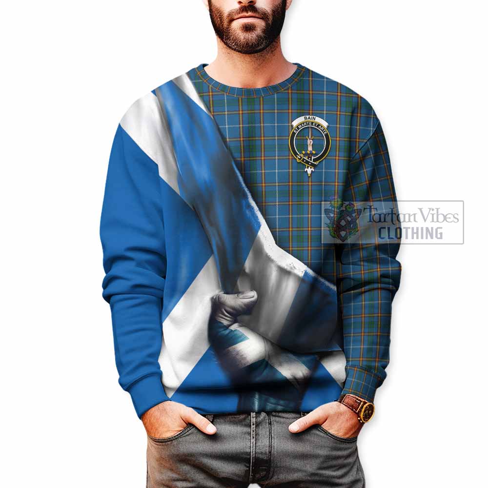 Bain Tartan Sweatshirt with Family Crest Scotland Patriotic Style - Tartan Vibes Clothing
