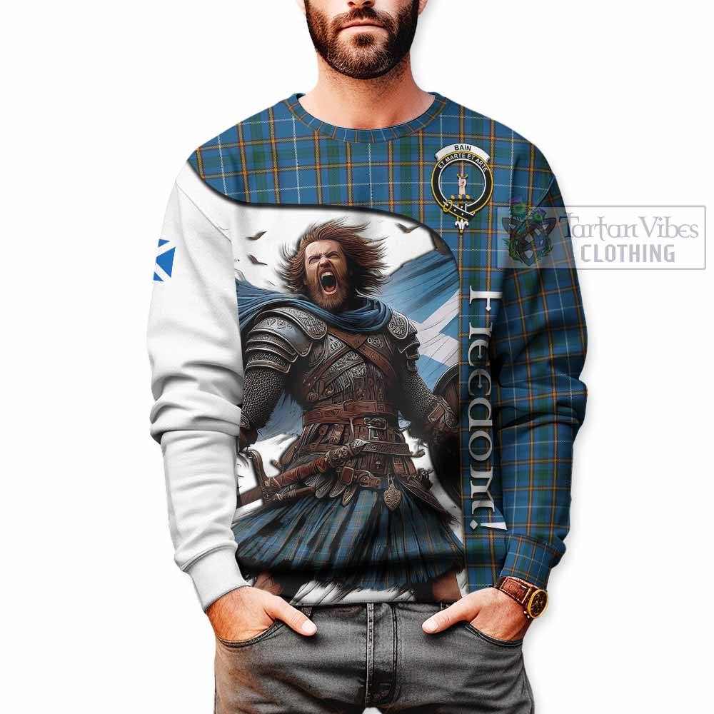 Bain Crest Tartan Sweatshirt Inspired by the Freedom of Scottish Warrior - Tartan Vibes Clothing