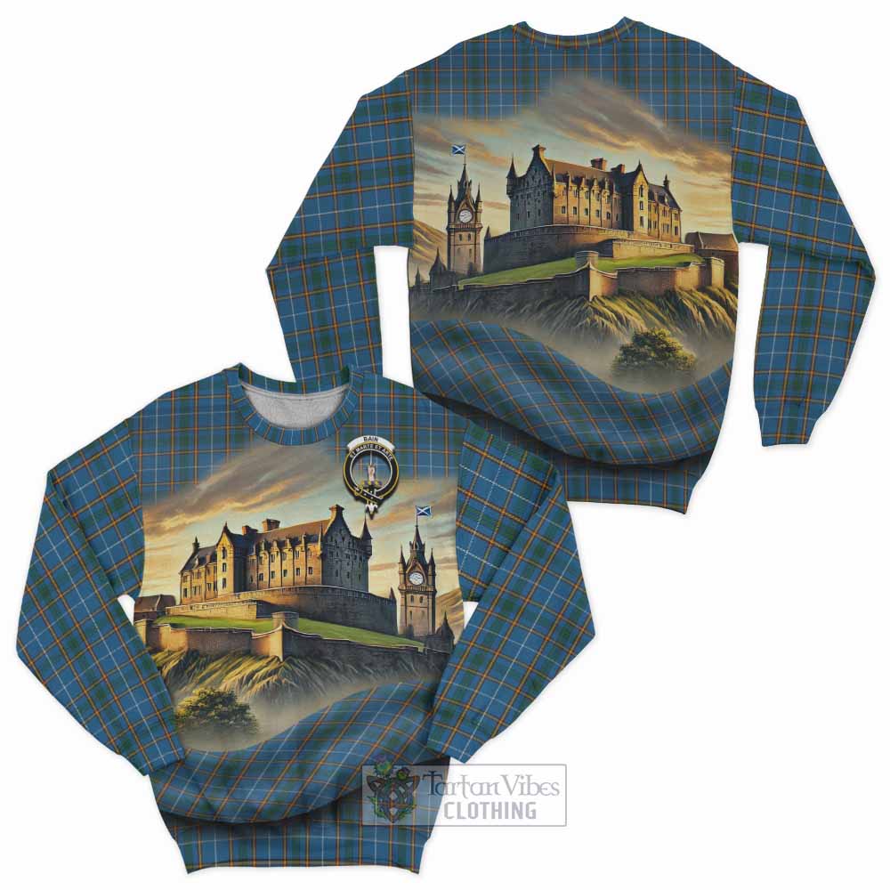 Bain Tartan Family Crest Sweatshirt with Scottish Ancient Castle Style - Tartan Vibes Clothing
