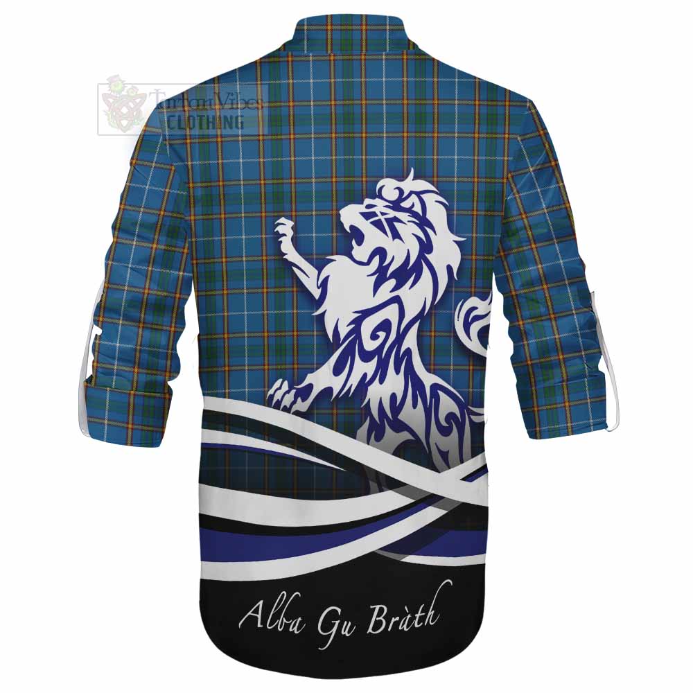 Bain Tartan Ghillie Kilt Shirt with Alba Gu Brath Regal Lion Emblem - Tartan Vibes Clothing