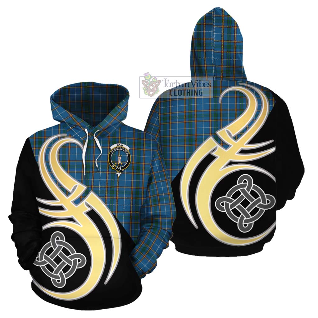 Bain Tartan Cotton Hoodie with Family Crest and Celtic Symbol Style Zip Hoodie - Tartan Vibes Clothing
