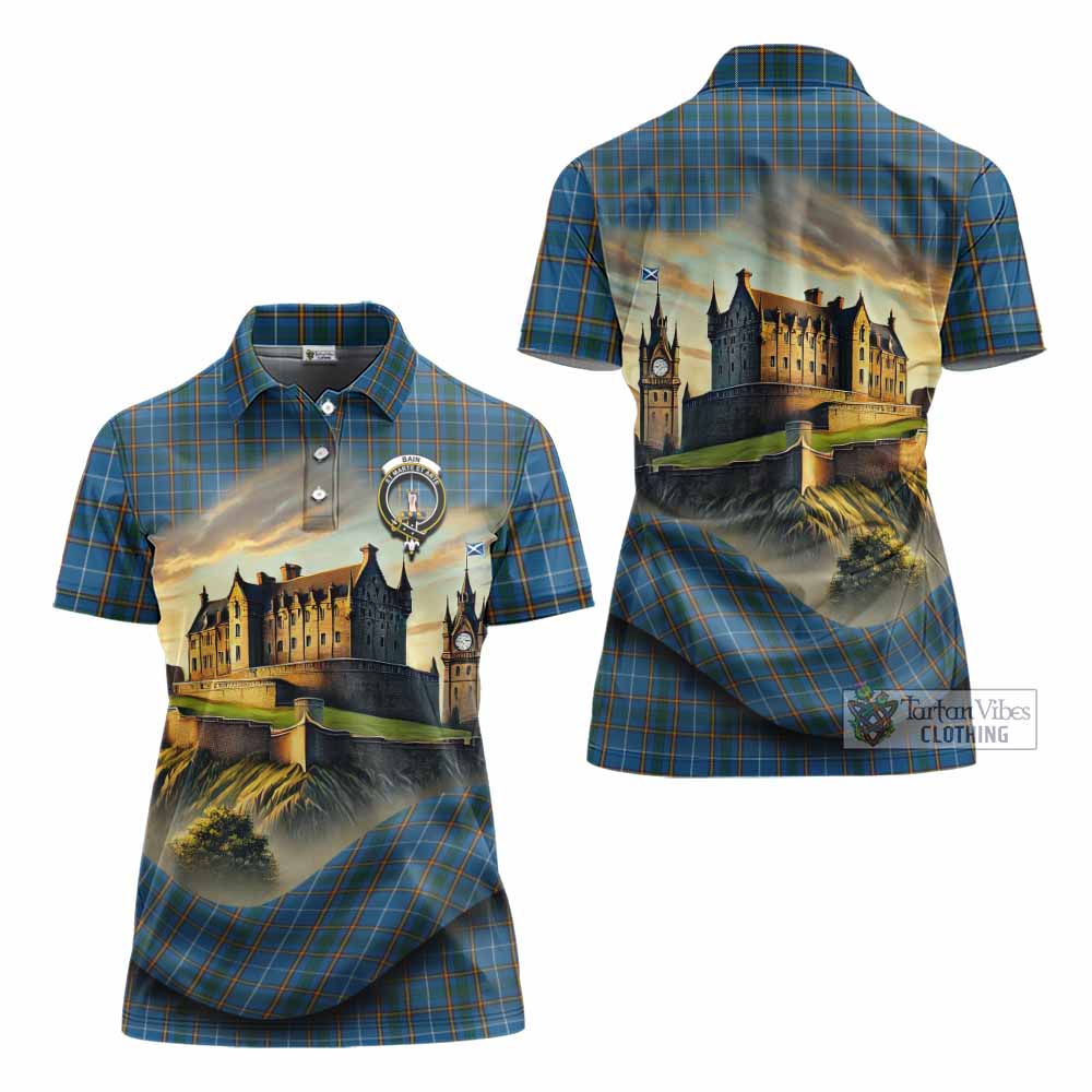 Bain Tartan Family Crest Women's Polo Shirt with Scottish Ancient Castle Style - Tartan Vibes Clothing