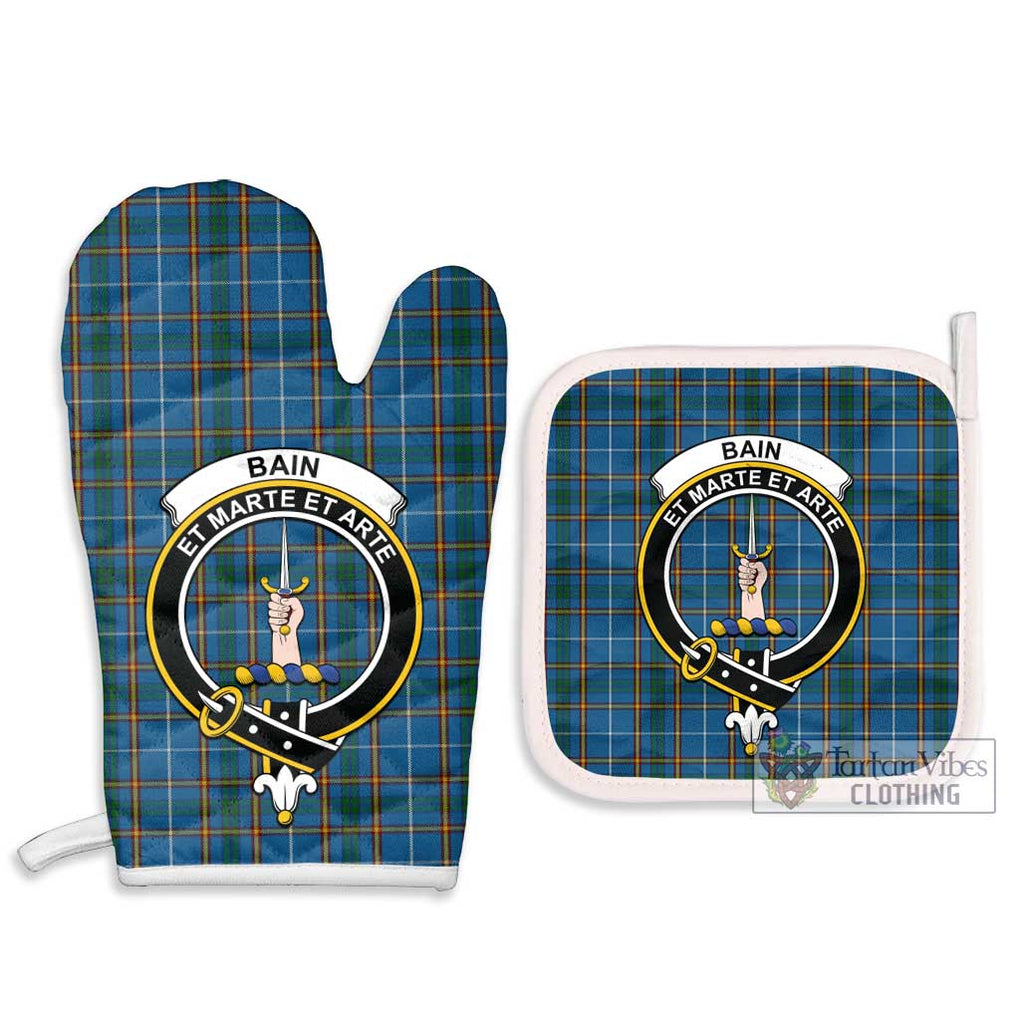 Bain Tartan Combo Oven Mitt & Pot-Holder with Family Crest - Tartan Vibes Clothing