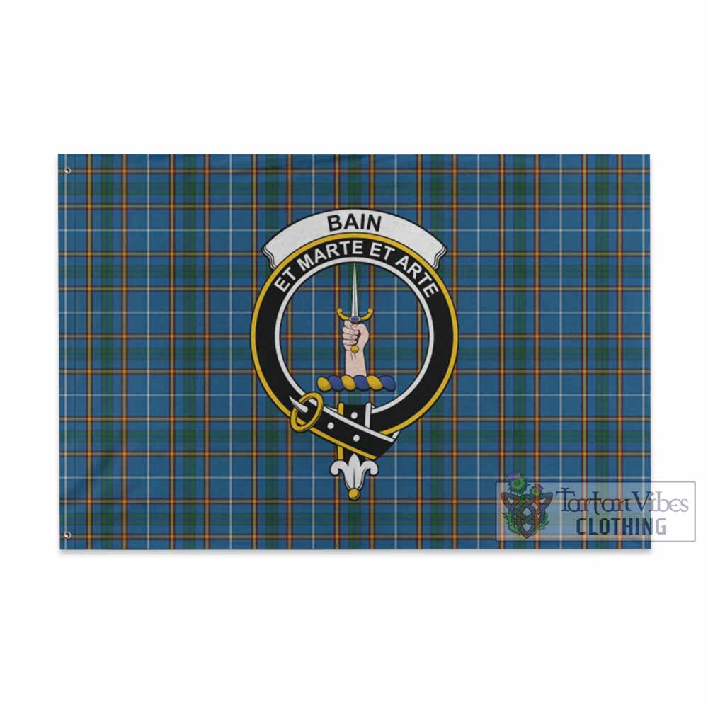 Tartan Vibes Clothing Bain Tartan House Flag with Family Crest