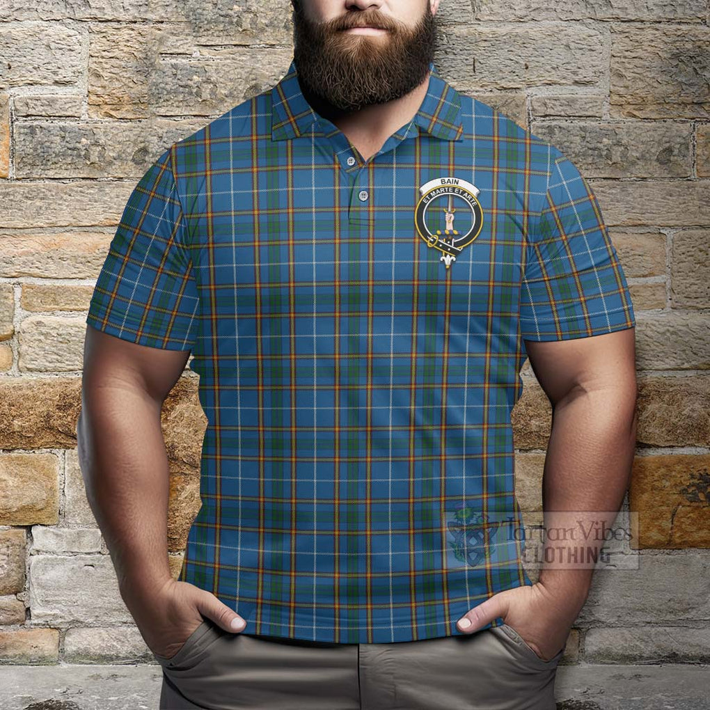 Bain Tartan Polo Shirt with Family Crest Celtic Skull Style - Tartan Vibes Clothing
