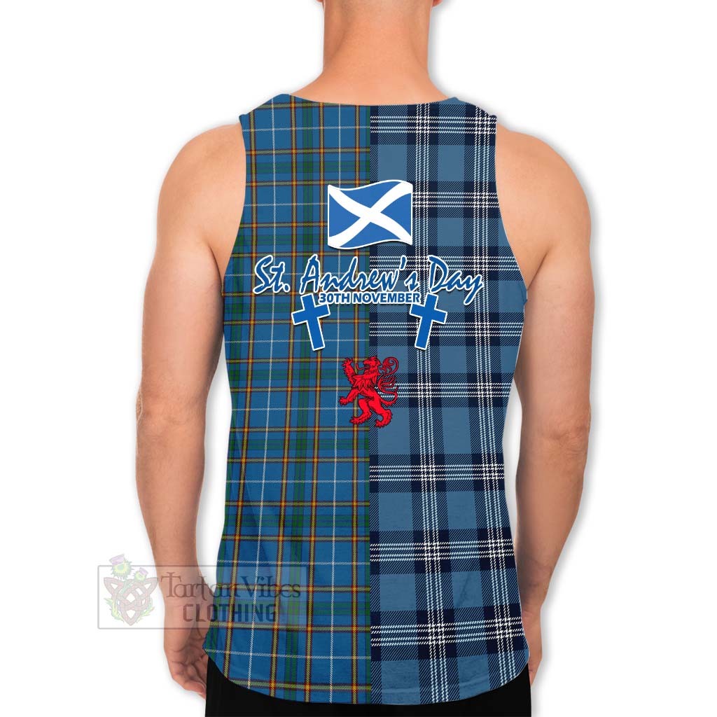 Bain Tartan Men's Tank Top Happy St. Andrew's Day Half Tartan Style - Tartan Vibes Clothing