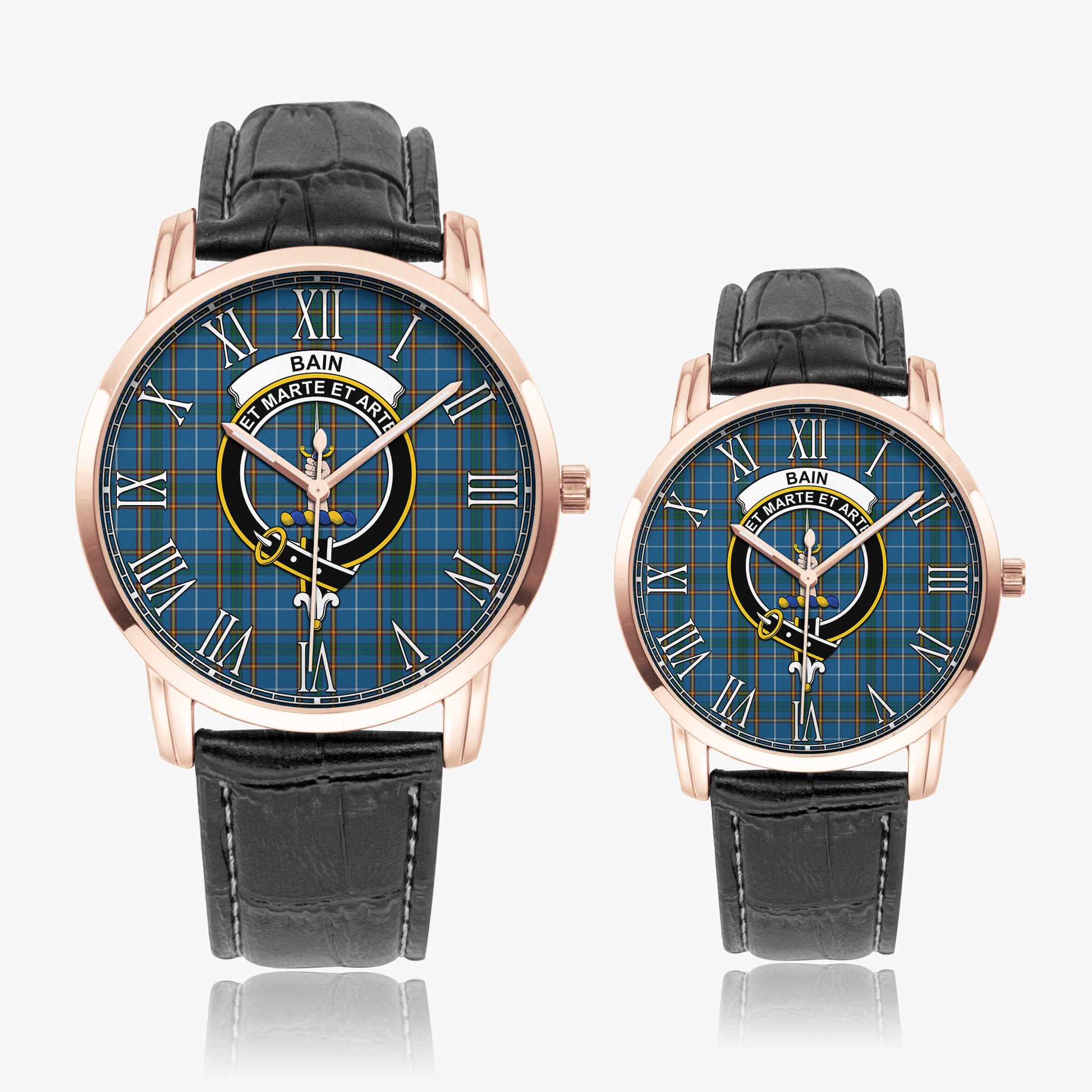 Bain Tartan Family Crest Leather Strap Quartz Watch - Tartan Vibes Clothing