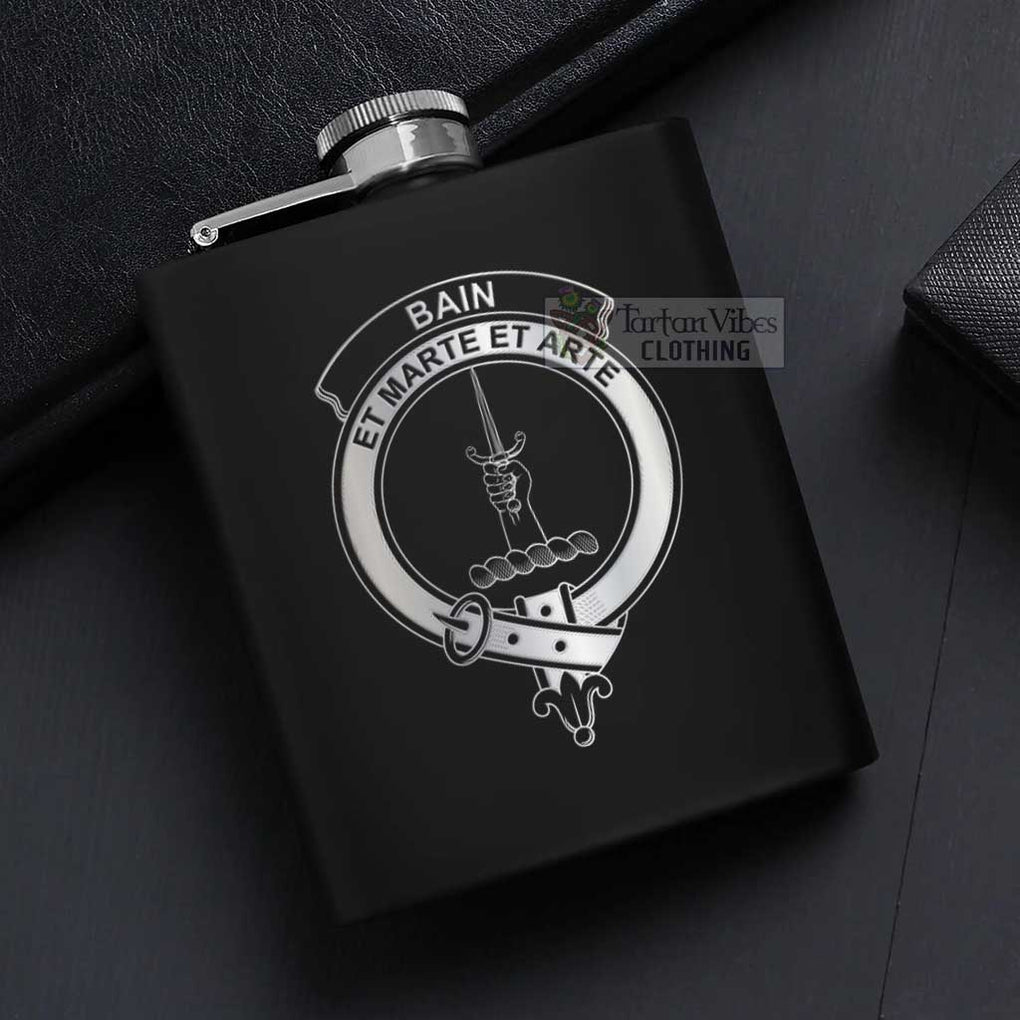 Bain Crest Hip Flask Set 7oz Black Stainless Steel with A Gift Box - 2D-tartanvibesclothing