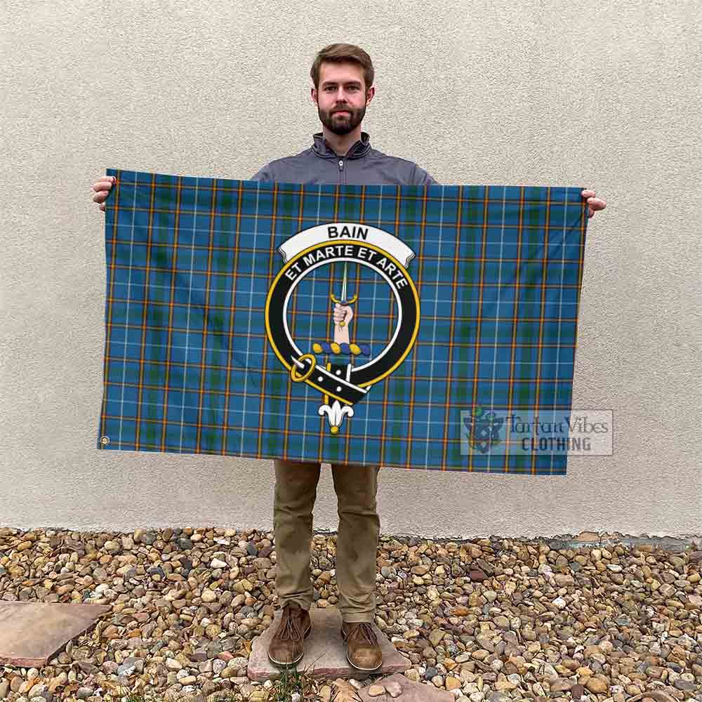 Tartan Vibes Clothing Bain Tartan House Flag with Family Crest