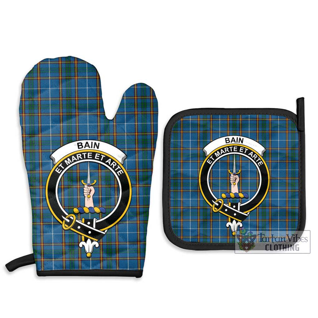 Bain Tartan Combo Oven Mitt & Pot-Holder with Family Crest - Tartan Vibes Clothing