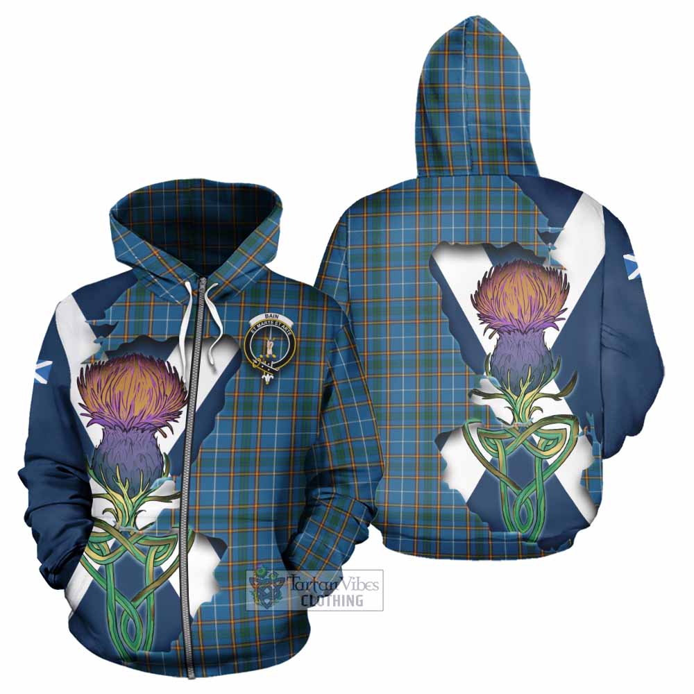 Tartan Vibes Clothing Bain Tartan Family Crest Hoodie Scottish Thistle Celtic Inspired