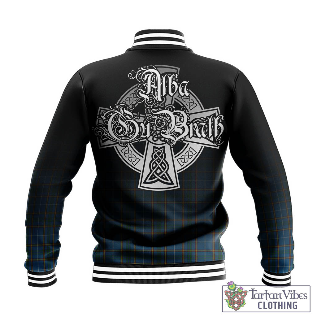 Tartan Vibes Clothing Bain Tartan Baseball Jacket Featuring Alba Gu Brath Family Crest Celtic Inspired