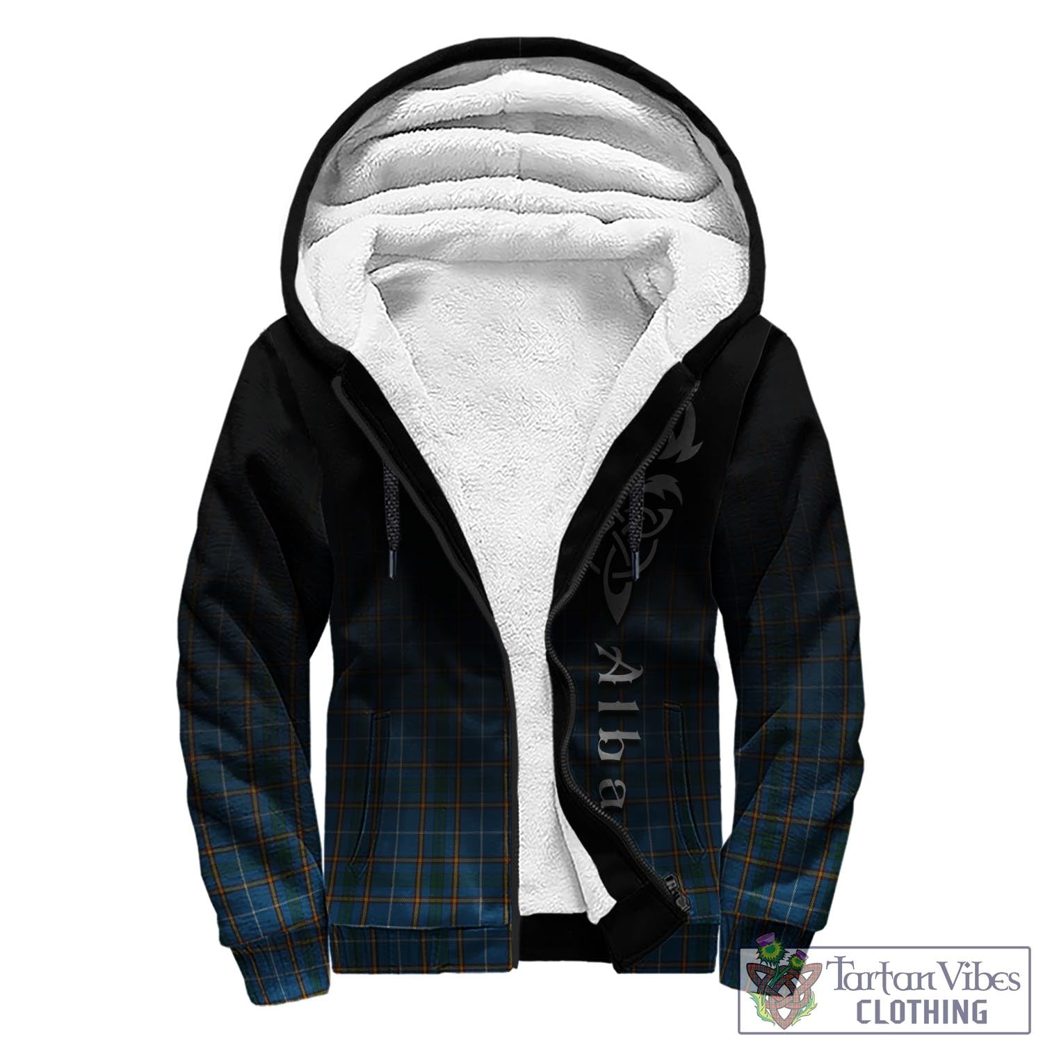 Bain Tartan Sherpa Hoodie Featuring Alba Gu Brath Family Crest Celtic Inspired - Tartan Vibes Clothing