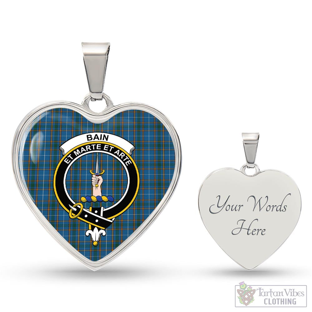 Bain Tartan Heart Necklace with Family Crest Luxury Necklace (Silver) Yes - Tartan Vibes Clothing
