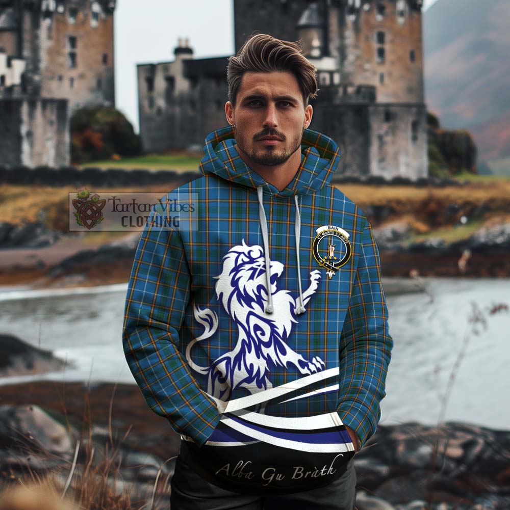 Bain Tartan Cotton Hoodie with Alba Gu Brath Regal Lion Emblem - Tartan Vibes Clothing