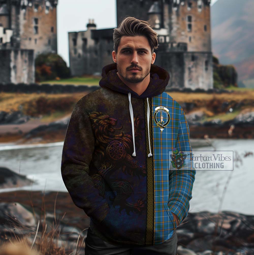 Tartan Vibes Clothing Bain Tartan Family Crest Cotton Hoodie Alba Gu Brath Be Brave Lion Ancient Style